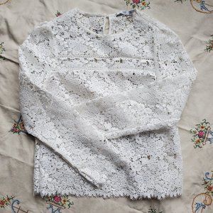 Mango White lace long sleeve top size 4